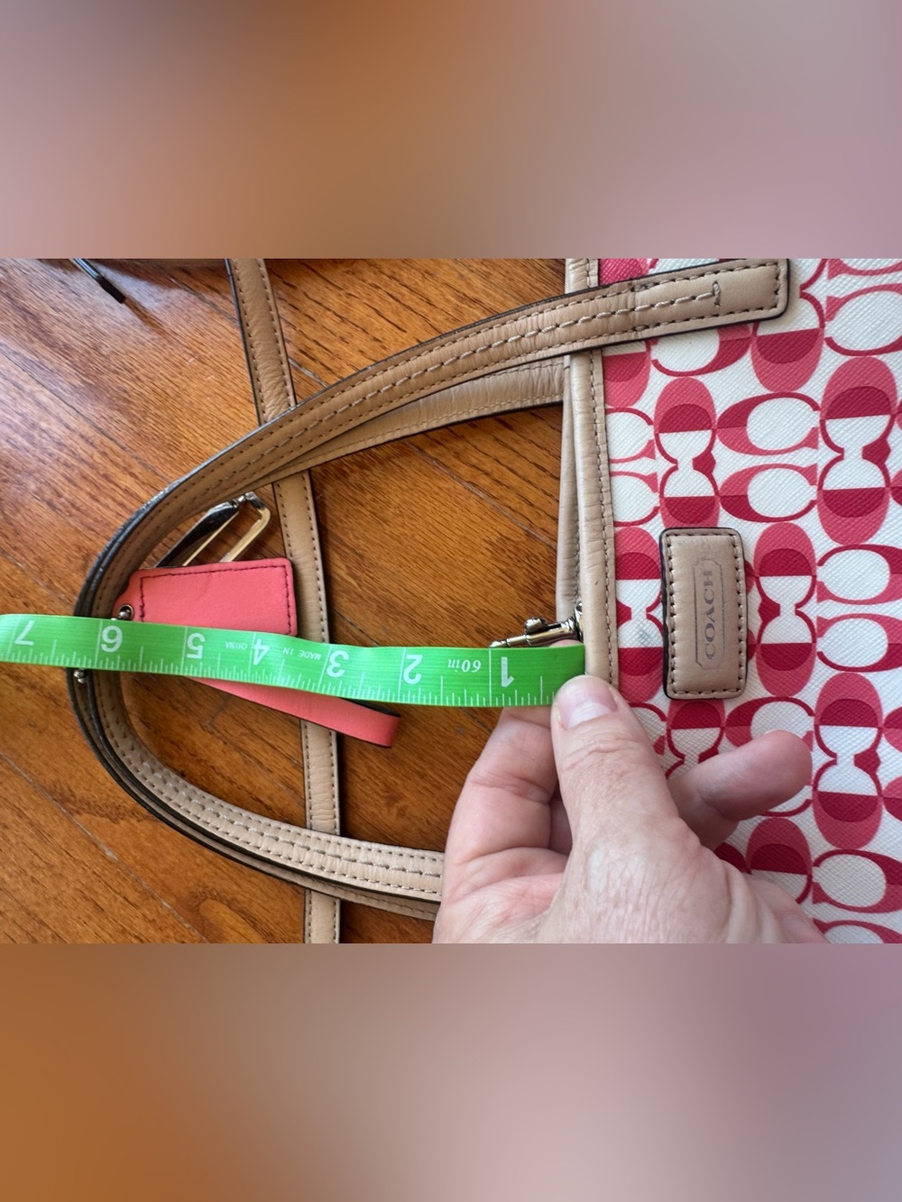 Coach Pink Signature Canvas Tote with Tan Trim - Picture 14 of 14